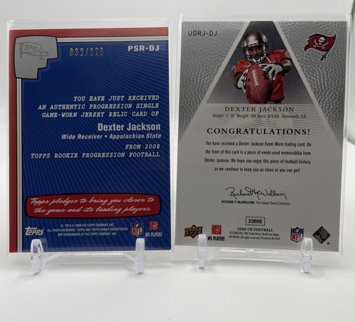 2008 Upper Deck Dexter Jackson Rookie Jersey Relic + Topps Progression RC Patch (2).1