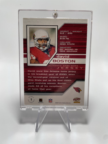 2002 Pacific Trading David Boston Game Worn Patch #1 Arizona Cardinals (2).1