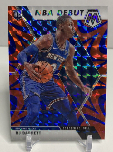 2018 19 Panini Mosaic RJ Barrett NBA Debut Blue Red Prizm Rookie SP #270 (1).1