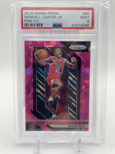 2018 19 Panini Prizm Wendell Carter Jr. Pink Ice Prizm Rookie #80 PSA 9 Mint (1).1