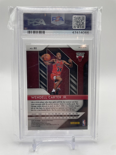 2018 19 Panini Prizm Wendell Carter Jr. Pink Ice Prizm Rookie #80 PSA 9 Mint (2).1