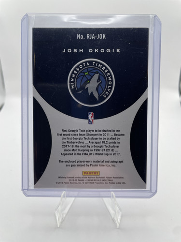 2018 19 Panini Crown Royale Josh Okogie Rookie Patch Auto 199 (2).1