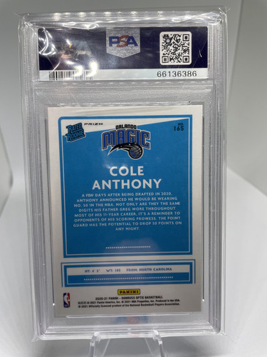 2020 21 Donruss Optic Cole Anthony Holo Prizm Rated Rookie #165 PSA 9 Mint (2).1