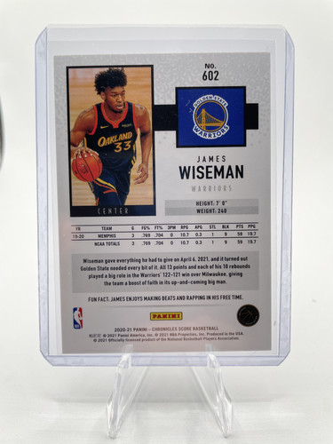 2020 21 Panini Chronicles Score James Wiseman Purple Rookie SP 49 (2).1