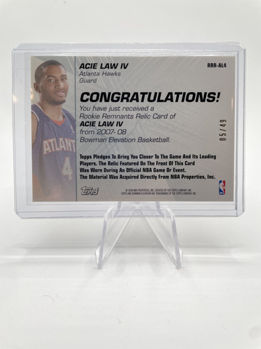 2007 08 Basketball Rookie Remnants ACIE LAW IV Patch RC 49 (2).1