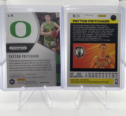 2020 21 Panini Flux Payton Pritchard Lazer Rookie SP + Panini Prizm RWB Prizm SP (2).1