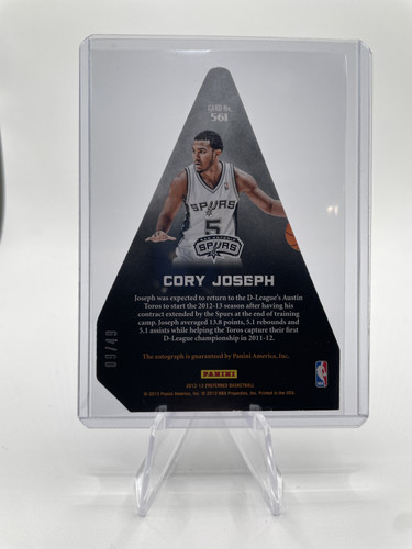 2012 13 Panini Crown Royale Corey Joseph Rookie On Card Auto Die Cut SP 49 (2).1