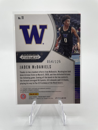2020 21 Panini Prizm Draft Picks Jaden McDaniels Red Prizm Rookie 125 (2).1