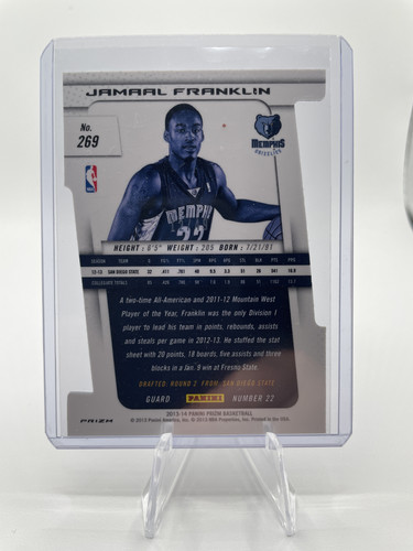 2013 14 Panini Prizm Jamal Franklin Purple Prizm Die Cut Rookie 49 SSP (2).1