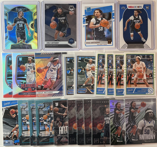 2020 21 Panini Select Cole Anthony Silver Prizm Rookie + Base Rookie Set (x23).1