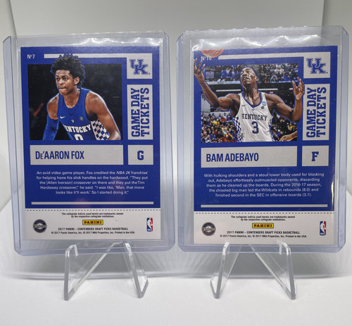 2017 18 Panini Contenders De'Aaron Fox + Bam Adebayo Gameday Ticket Rookie Set (2).1