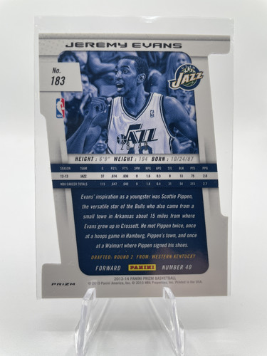 2013 14 Panini Prizm Jeremy Evans Purple Prizm Die Cut 49 SSP (2).1