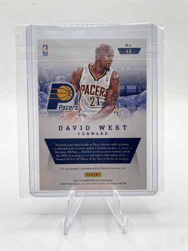 2013 14 Panini Prestige David West Distinctive Ink Signatures Auto 99 #12 (2).1