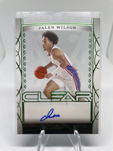 2022 23 Leaf Trinity Clear Jalen Wilson Green Holo Rookie Auto 20 (1).1