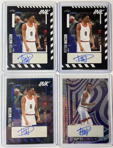 2022 23 Leaf Optichrome Peyton Watson Purple Rookie Auto 6 + Ink Auto Set (x3) (1).1