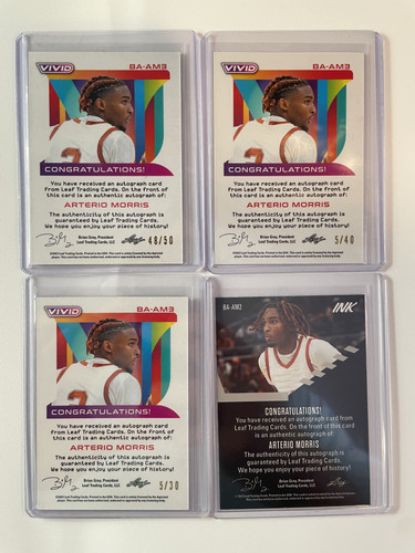 2022 23 Leaf Vivid + Ink Arterio Morris Refractor Auto Set (x4) 30 40 & 50 (2).1