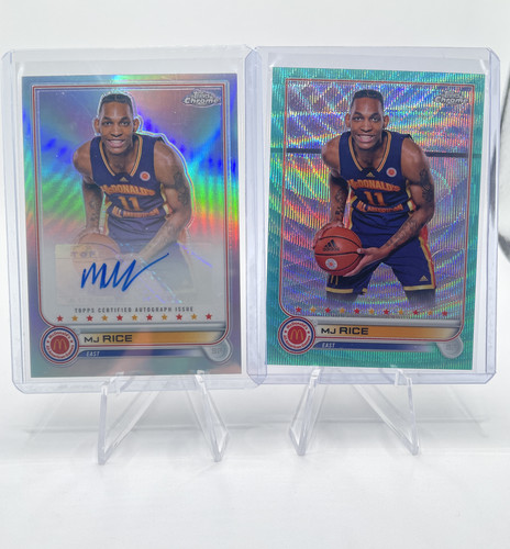 2022 23 Topps Mcdonald's Chrome MJ Rice Rookie Auto SP + Aqua Refractor 199.1