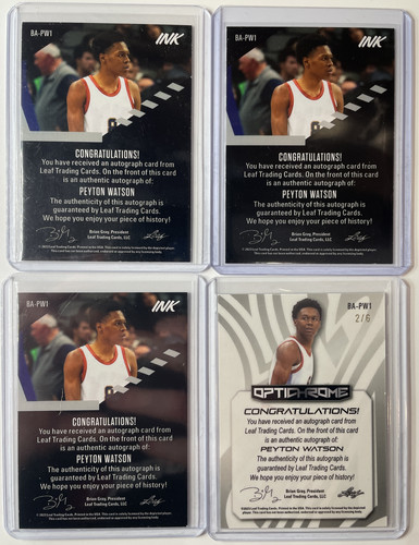 2022 23 Leaf Optichrome Peyton Watson Purple Rookie Auto 6 + Ink Auto Set (x3) (2).1