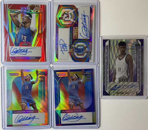 2022 23 Leaf Vivid Ousmane Dieng Rookie Auto Set (x5) Red 35 Blue 40 Dual 25 (1).1