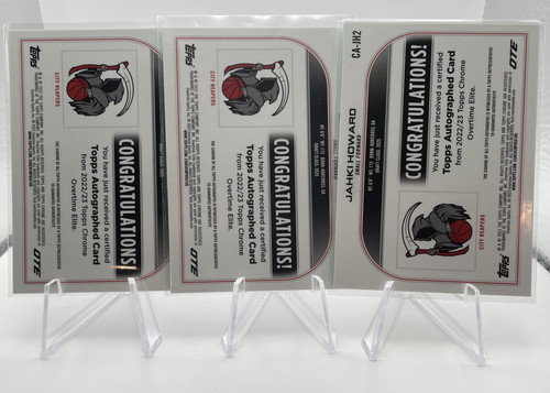 2022 23 Topps OTE Chrome Jahki Howard Aqua Refractor Rookie Auto 99 Set (x4) (5).1