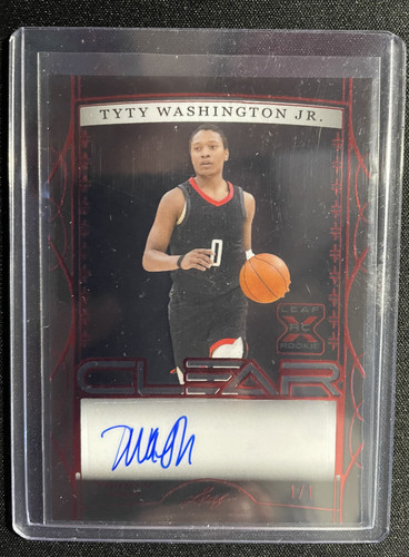 2022 23 Leaf Trinity TyTy Washington 11 Red Rookie Auto + Select Blue Prizm 99 (2).1