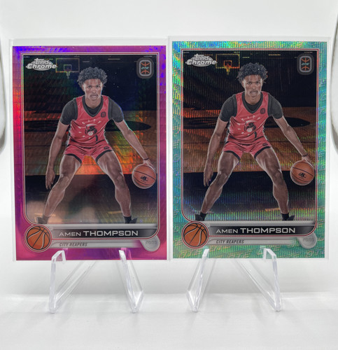 2022 23 Topps OTE Chrome Amen Thompson Pink Refractor 150 + Aqua 199 (1).1