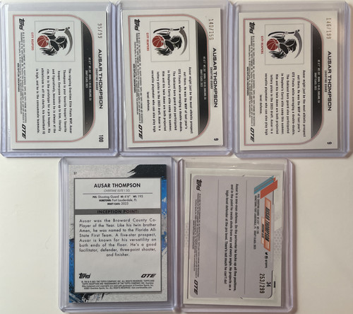 2022 23 Topps OTE Chrome Ausar Thompson Blue 99 Pink 150 Aqua 199 Set (x5) (2).1