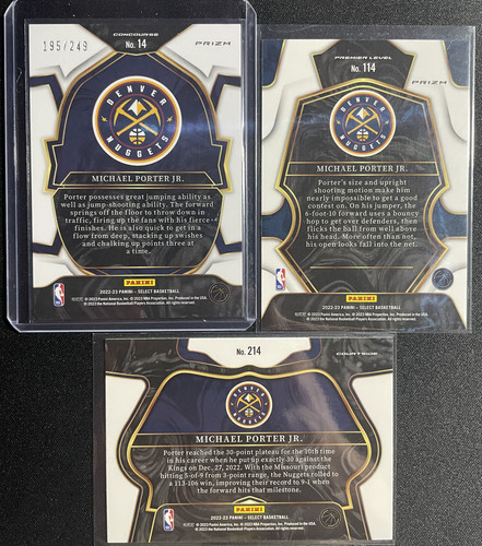 2022 23 Select Michael Porter Jr Blue 249 + Premier Level Prizm + Courtside (2).1
