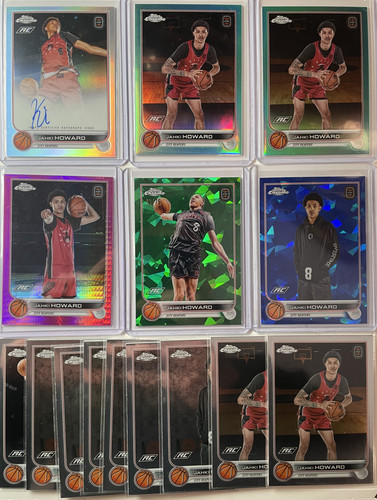 2022 23 Topps OTE Chrome Jahki Howard Auto + Green 75 + Refractor Set (x15) (1).1