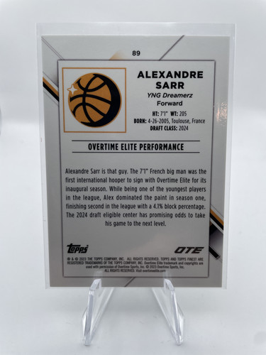 2022 23 Topps OTE Chrome Alexandre Sarr Pink Refractor 150 + Finest Green 99 (5).1
