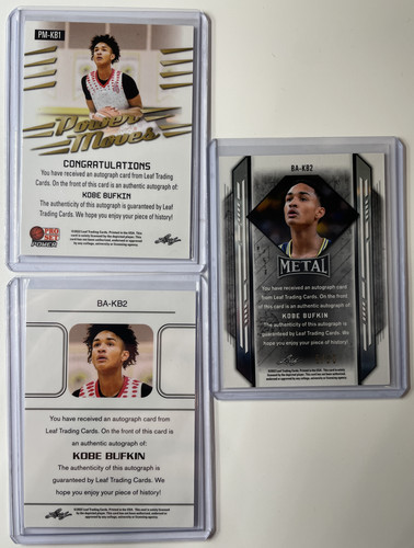 2021 22 Leaf Kobe Bufkin Rookie Auto Set (x4) Red 25 Aqua 99 + Metal Blue 50 (3).1