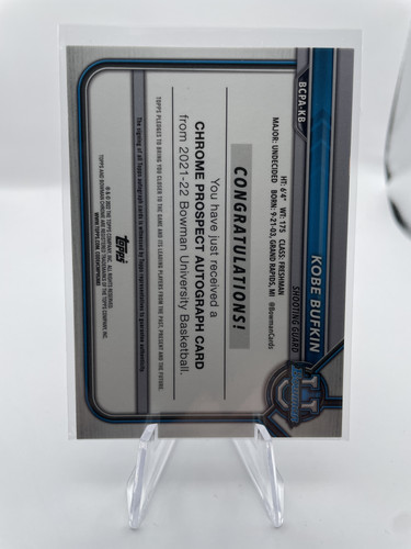 2021 22 Bowman University Chrome Kobe Bufkin Refractor Rookie Auto (2).1