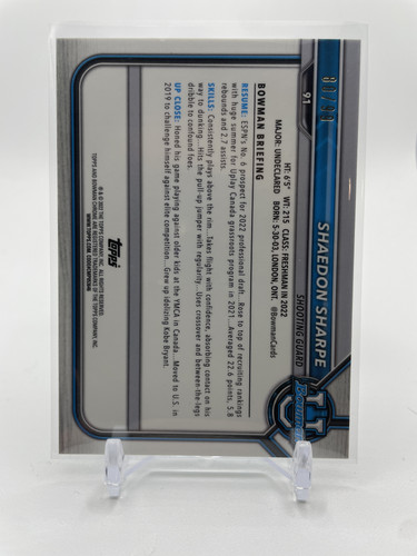 2021 22 Bowman University Chrome Shaedon Sharpe Green Lava Refractor Rookie 99 (2).1