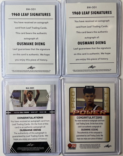 2021 22 Leaf Memories + Pro Set Ousmane Dieng Aqua Rookie Auto 99 Set (x4) (2).1