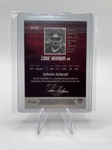 2012 Sage Hit Case Keenum Gold Rookie Auto 250 #A107 (2).1