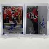 2012 Press Pass Mohamed Sanu On Card Rookie Auto + Leaf Draft Blue RC Auto (1)