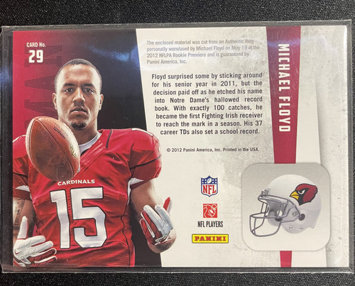 2012 Panini Rookies & Stars Michael Floyd Freshman Orientation Rookie Patch #29 (2).1