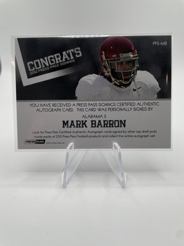 2012 Press Pass Mark Barron On Card Rookie Auto (2).1