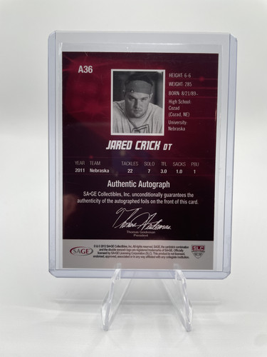 2012 Sage Hit Jared Crick Gold Rookie Auto 250 #A36 (2).1