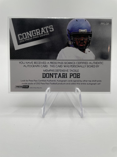 2012 Press Pass Dontari Poe On Card Rookie Auto (2).1