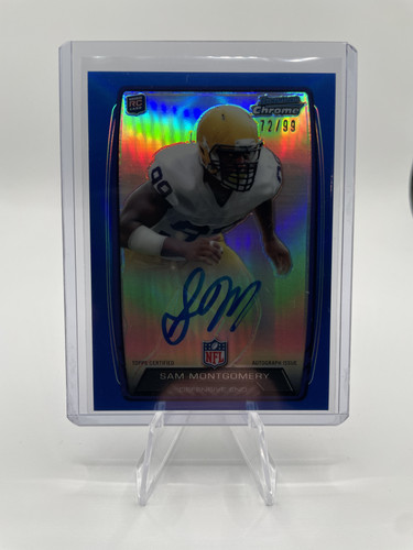 2013 Bowman Chrome Sam Montgomery Blue Refractor Rookie Auto 99 Number Match (1).1