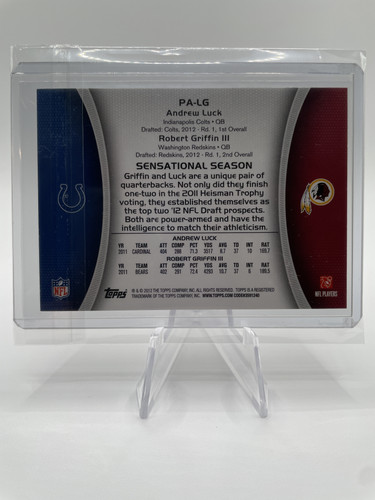 2012 Topps Paramount Pairs Andrew Luck & Robert Griffin III Rookie #PA LG (2).1