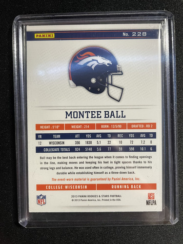 2013 Panini Rookies & Stars Montee Ball Longevity Red Foil Patch 299 #228 (2).1
