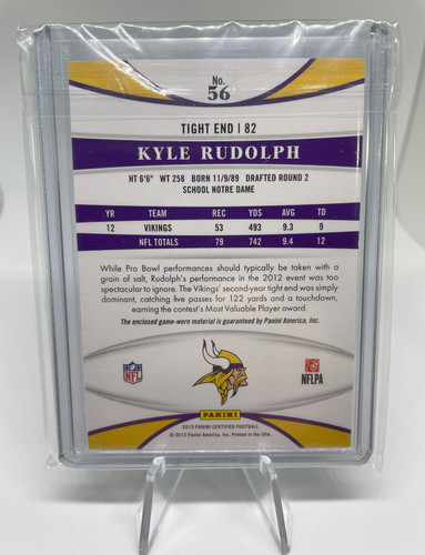 2013 Leaf Certified Kyle Rudolph Red Foil Patch 99 (2).1