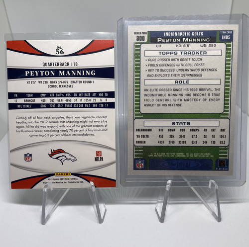2013 Panini Certified Peyton Manning Silver #56 + 2006 Topps Total Red SP #300 (2).1