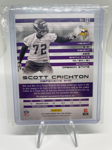 2014 Panini Rookies & Stars Scott Crichton Longevity Rookie Refractor Auto 99 (2).1