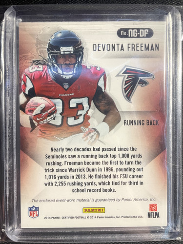 2014 Panini Certified Devonta Freeman New Generation Silver Rookie Patch 599 (2).1