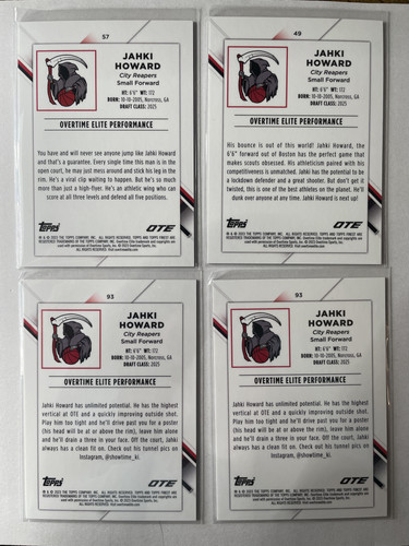 2022 23 Topps OTE Finest Jahki Howard Green 99 Blue 150 Pink 125 Set (x9) (5).1