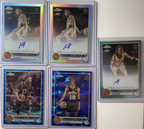 2022 23 Topps OTE Chrome Kanaan Carlyle Aqua Auto 99 Base Auto + Blue 99 (x34) (2).1