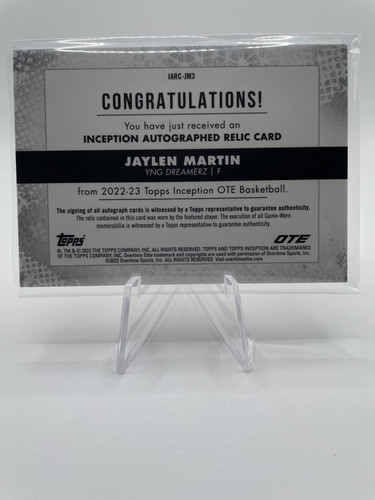 2022 23 Topps OTE Inception Jaylen Martin Pink Rookie Patch Auto 30 + Auto 149 (2).1